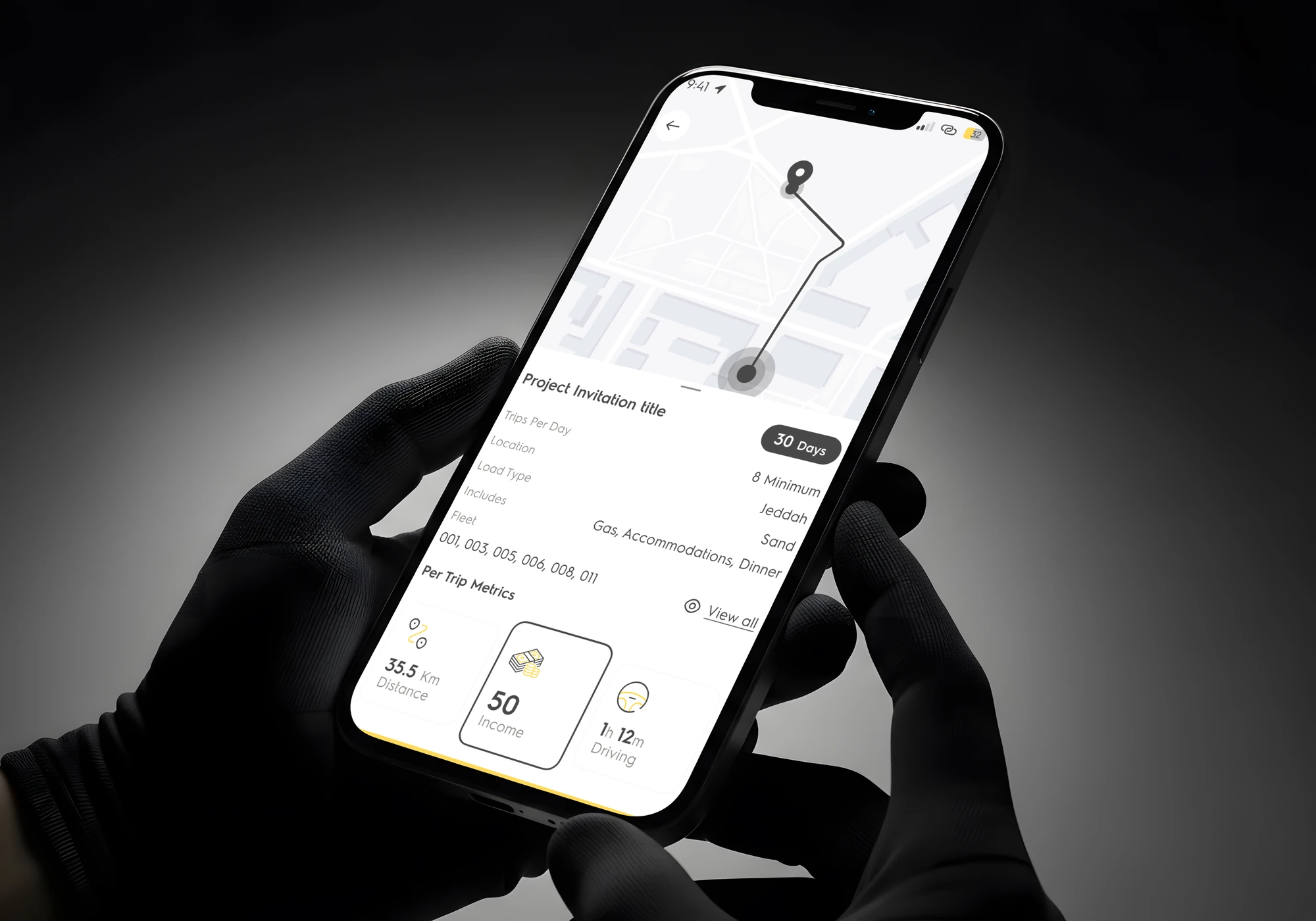 Alati mobile app UI/UX design showing trip details