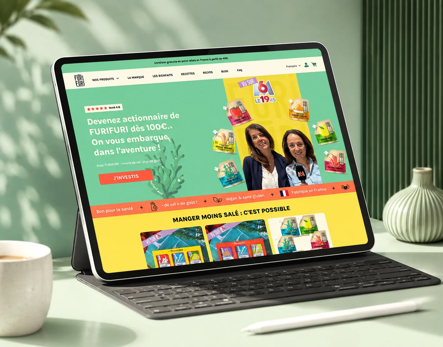 Furifuri Shopify store shown on a tablet